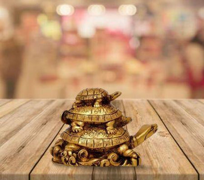 Trendhubs Three Tiered Turtle Tortoise Family For Health And Good Luck For Home D�cor - 12 cm