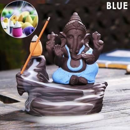 Trendhubs Handcrafted Meditation Monk Ganesha Smoke Backflow Cone Incense holder