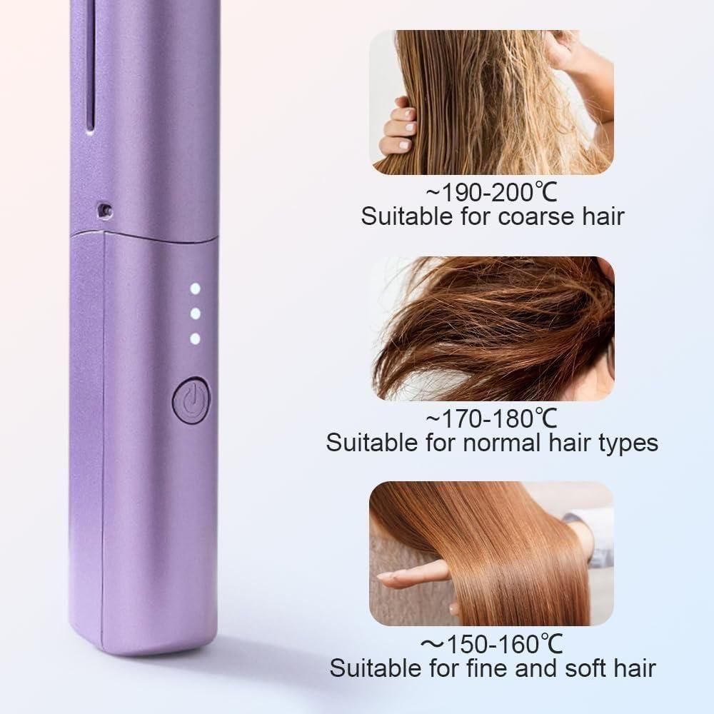 Trendhubs Meneflix Portable Mini Hair Straightener Cordless Rechargeable Mini Adjustable Hair Straightener Hot Comb