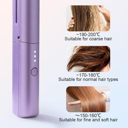Trendhubs Meneflix Portable Mini Hair Straightener Cordless Rechargeable Mini Adjustable Hair Straightener Hot Comb