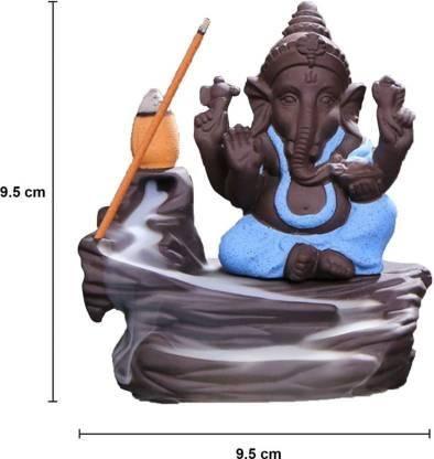 Trendhubs Handcrafted Meditation Monk Ganesha Smoke Backflow Cone Incense holder