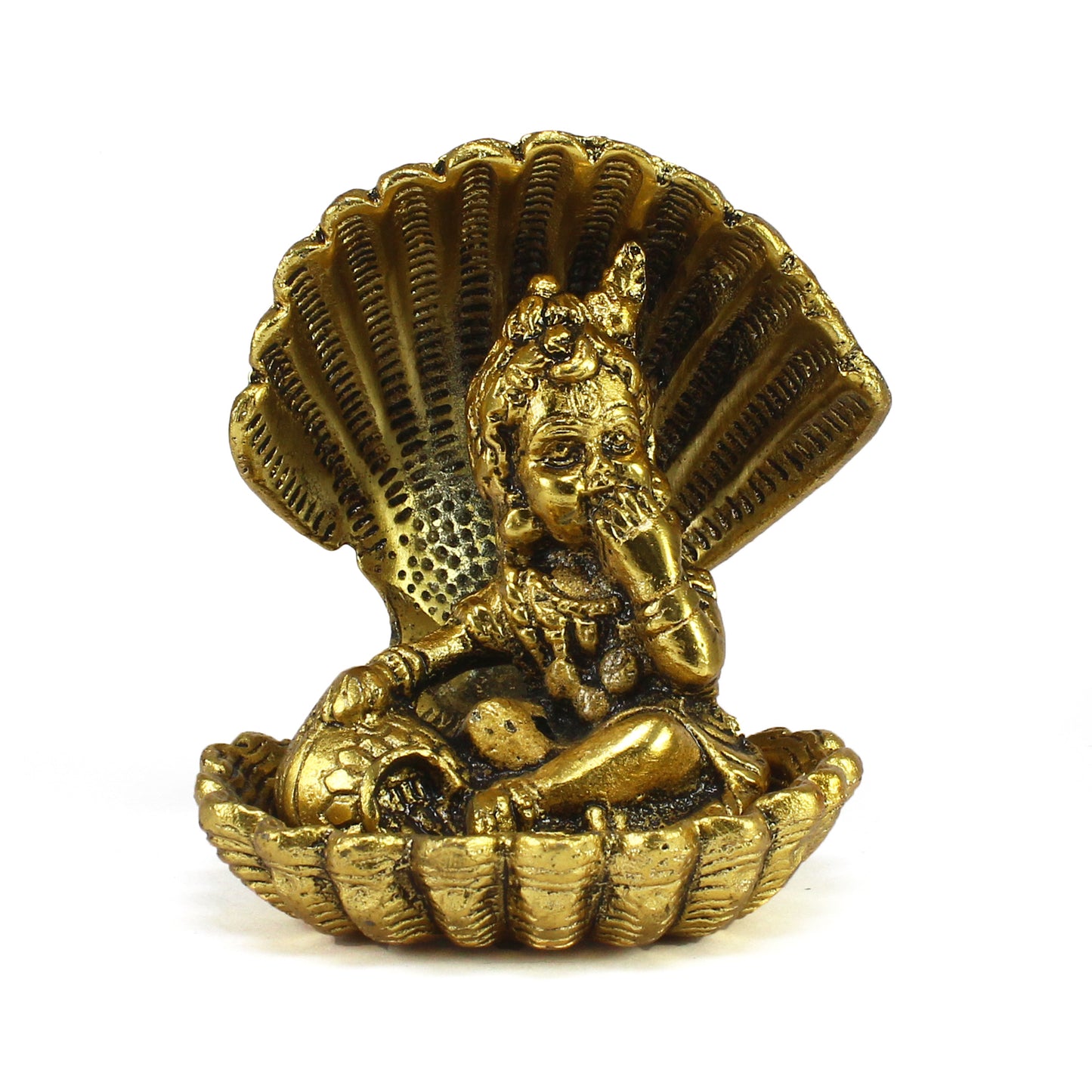 Trendhubs CraftIndia Golden Bal Gopal Krishna having Makhan Decorative Showpiece