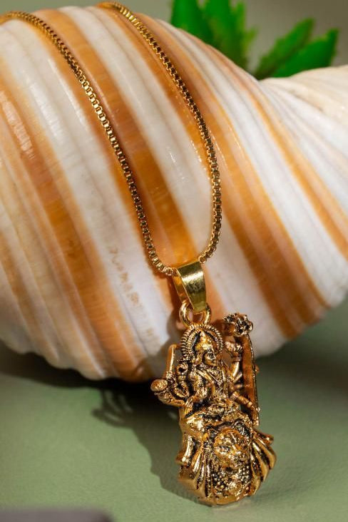 Trendhubs Gold Plated Ambe Mataji Pendant with Chain