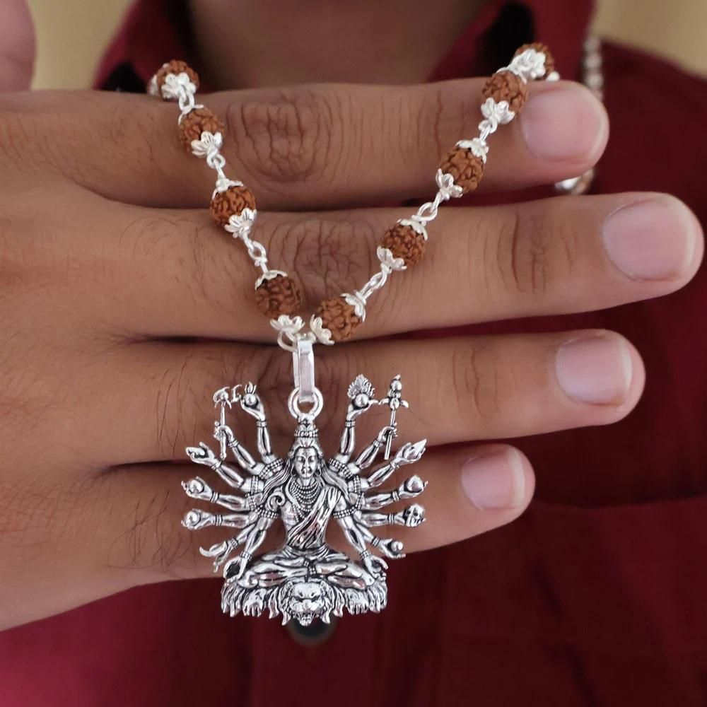 Trendhubs Sitted Shiva Embrace Silver Pendant