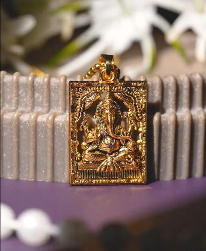 Trendhubs Gold Plated Ganeshji Pendant with Chain